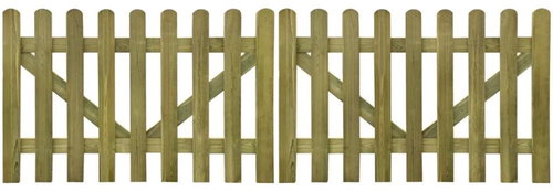 Fence gate slatted 2-leaf impregnated wood 300 × 100 cm - Fence Gate - Main image