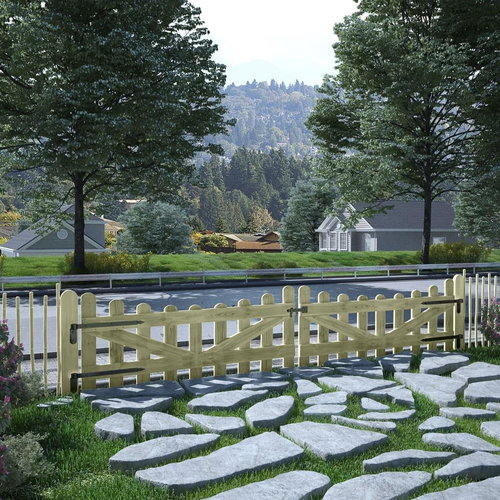 Garden 2-leaf gate impregnated pine 150 × 60 cm - Fence Gate - Main image