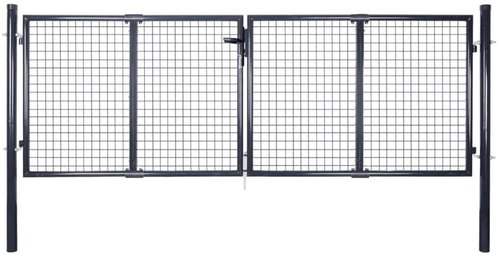 Garden fence gate made of galvanized steel 289 × 75 cm grey - Fence Gate - Main image