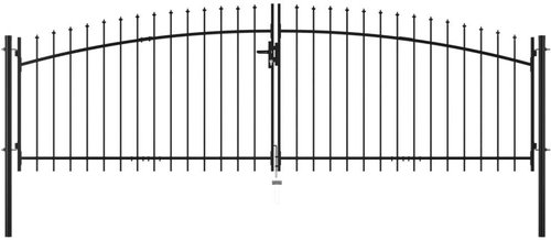 Double-leaf gate with spikes 400 × 150 cm - Fence Gate - Main image