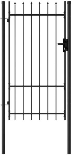 Garden gate with spikes steel 1 × 1,75 m black - Fence Gate - Main image