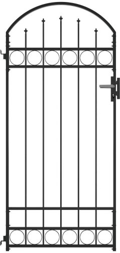 Garden gate with arch steel 89 × 200 cm black - Fence Gate - Main image