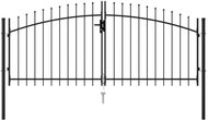 Double-leaf garden gate with spikes steel 3 × 1.25 m black - Fence Gate