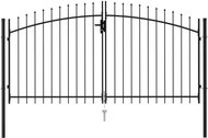 Double-leaf garden gate with spikes steel 3 × 1.5 m black - Fence Gate