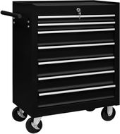 Workshop tool trolley with 7 drawers black - Tool trolley