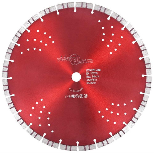 Diamond cutting wheel turbo with holes steel 350 mm - Diamond Disc - Main image