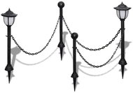 Chain link fence with solar lights 2 LED lamps 2 posts - Metal Fence