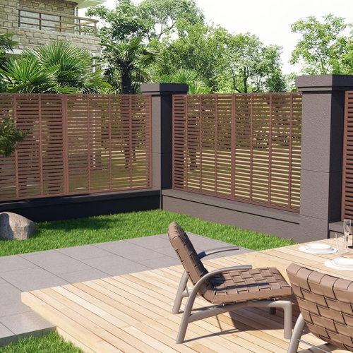 Slatted fence WPC 170 × 170 cm brown - Fence - Main image