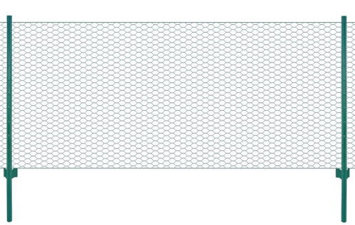 Wire fence with posts steel 25 × 1 m green - Metal Fence - Main image
