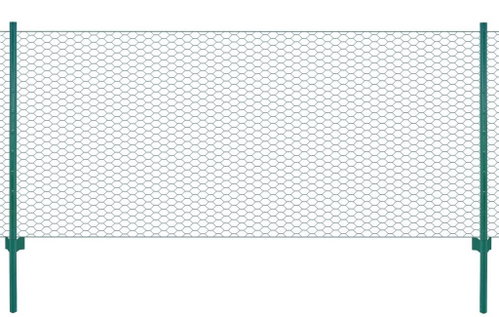 Wire fence with posts steel 25 × 1 m green - Metal Fence - Main image