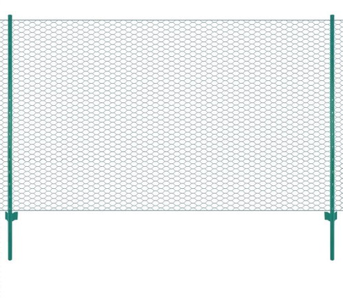 Wire fence with posts steel 25 × 2 m green - Metal Fence - Main image