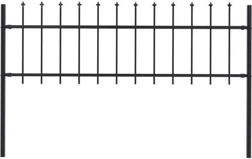 Garden fence with spikes steel 1,7 × 0,6 m black - Fence - Main image