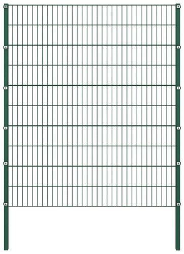 Fence piece with posts iron 1,7 × 2 m green - Fence Components - Main image