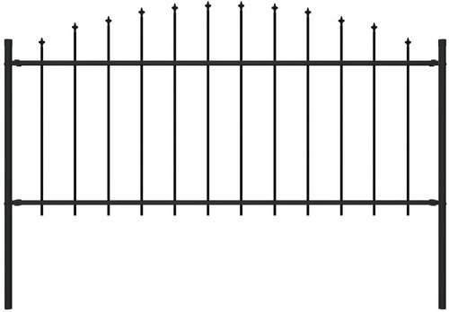 Garden fence with spikes steel (0,5-0,75) × 1,7 m black - Fence - Main image