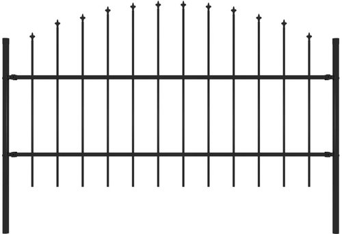Garden fence with spikes steel (0,75-1) × 1,7 m black - Fence - Main image