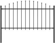 Garden fence with spikes steel (1,25-1,5) × 1,7 m black - Fence