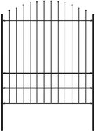 Garden fence with spikes steel (1,75-2) × 1,7 m black - Fence