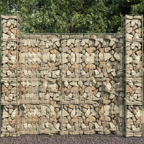 Gabion baskets 3 pcs galvanized steel 25 × 25 × 197 cm - Gabion - Main image