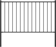 Fence section with posts steel powder coated 1,7 × 0,75 m black - Fence Components