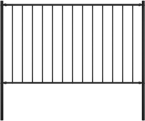 Fence section with posts steel powder coated 1,7 × 0,75 m black - Fence Components - Main image