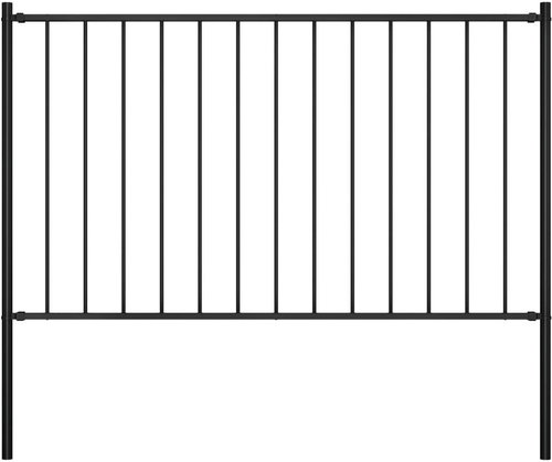 Fence section with posts steel powder coated 1,7 × 1,25 m black - Fence Components - Main image