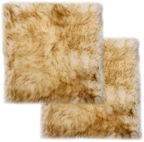Chair pads 2 pcs brown annealed 40 × 40 cm genuine sheepskin - Chair Cushion - Main image