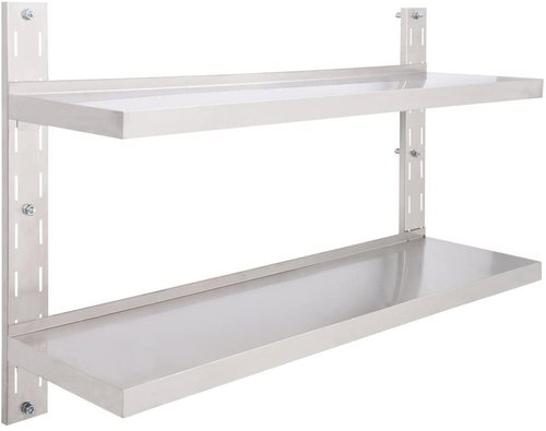 2-tier wall shelf made of stainless steel 120 × 30 cm - Shelf - Main image