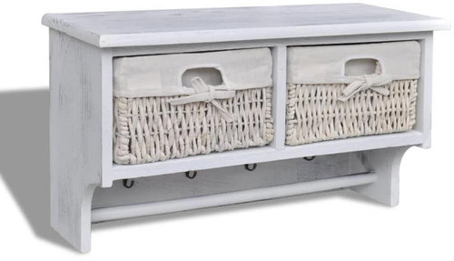 Wall shelf white 60 × 23,5 × 33 cm wood pavlovnia - Shelf - Main image