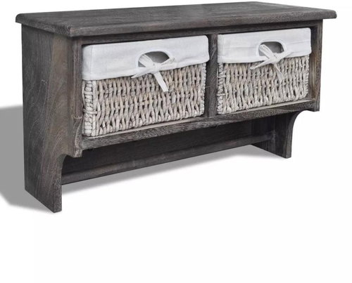 Wall shelf brown 60 × 23,5 × 33 cm wood pavlovnia - Shelf - Main image