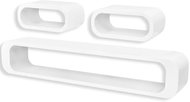 3 white floating MDF shelves for displaying/storing books and DVDs - Shelf