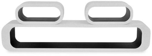 3 black and white floating MDF shelves for displaying/storing books and DVDs - Shelf - Main image