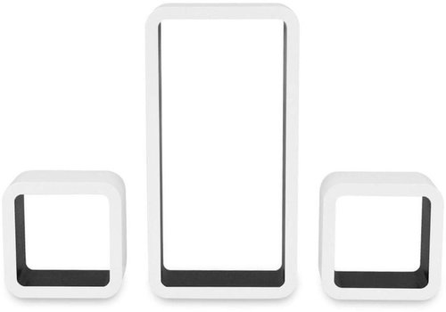 3 black and white floating MDF shelves \ cubes for books and DVDs - Shelf - Main image