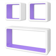 3 white-purple floating MDF shelves \ cubes for books\DVD - Shelf