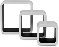 3 black and white floating MDF shelves \ cubes for displaying books and DVDs - Shelf