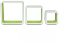 3 white-green floating MDF shelves \ cubes for books and DVDs - Shelf