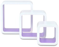 3 white-purple floating MDF shelves \ cubes for books and DVDs - Shelf