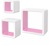 3 pink and white floating MDF shelves \ cubes for books and DVDs - Shelf