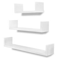 3 white floating U-shaped MDF shelves for displaying books and DVDs - Shelf