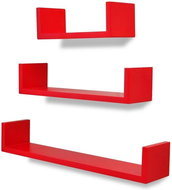 3 red floating U-shaped MDF shelves for displaying\storing books\DVD - Shelf