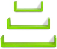 3 green floating U-shaped MDF shelves for displaying\storing books\DVDs - Shelf