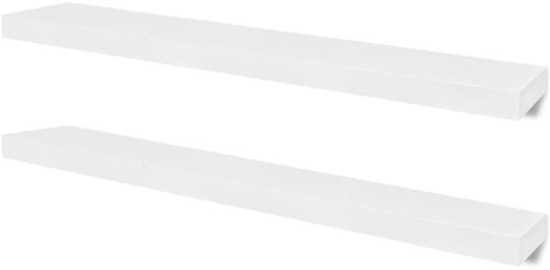2 white floating wall shelves made of MDF for displaying\storing books\DVDs - Shelf - Main image