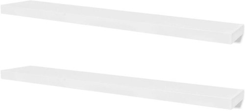 2 white floating MDF wall shelves for storing\displaying books\DVD - Shelf - Main image