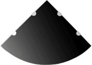 Rohová polica s chrómovými podperami sklo čierne 45 × 45 cm - Polica