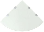 Rohová polica s chrómovými podperami sklo biela 45 × 45 cm - Polica