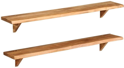 Wall shelves 2 pcs 120 × 20 × 16 cm solid acacia wood - Shelf - Main image