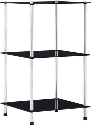 3-tier shelf black 40 × 40 × 67 cm tempered glass - Shelf - Main image