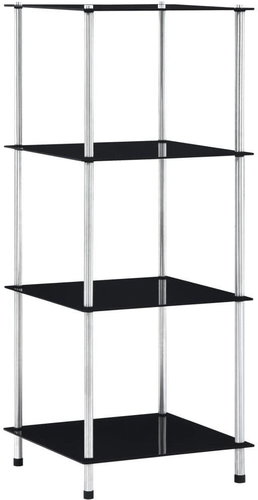 4-tier shelf black 40 × 40 × 100 cm tempered glass - Shelf - Main image