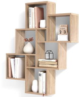 FMD Wall shelf with 8 compartments oak - Shelf