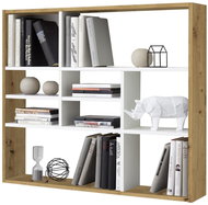 FMD Wall shelf with 9 compartments oak with patina and white - Shelf