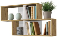 FMD Wall shelf with 4 compartments oak with patina and glossy white - Shelf